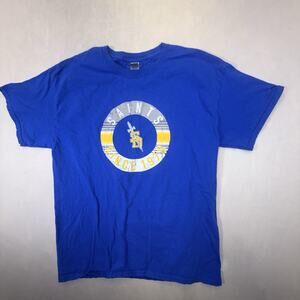 VINTAGE Minnesota Fighting Saints Hockey Adult Blue T-Shirt, COOL-LOOK!!! Size L